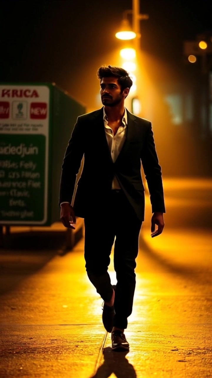 Subject: A person walking confidently down a vibrant path. Subject movement: The individual strides forward with determination, exuding ambition. Scene: A dynamic outdoor path surrounded by lush greenery and dappled sunlight filtering through the trees. Style: Morning light casting a warm, inviting glow along the pathway. Motion: The camera follows with a smooth tracking shot, moving slightly ahead, capturing the individual's confident strides and the flourishing nature around.