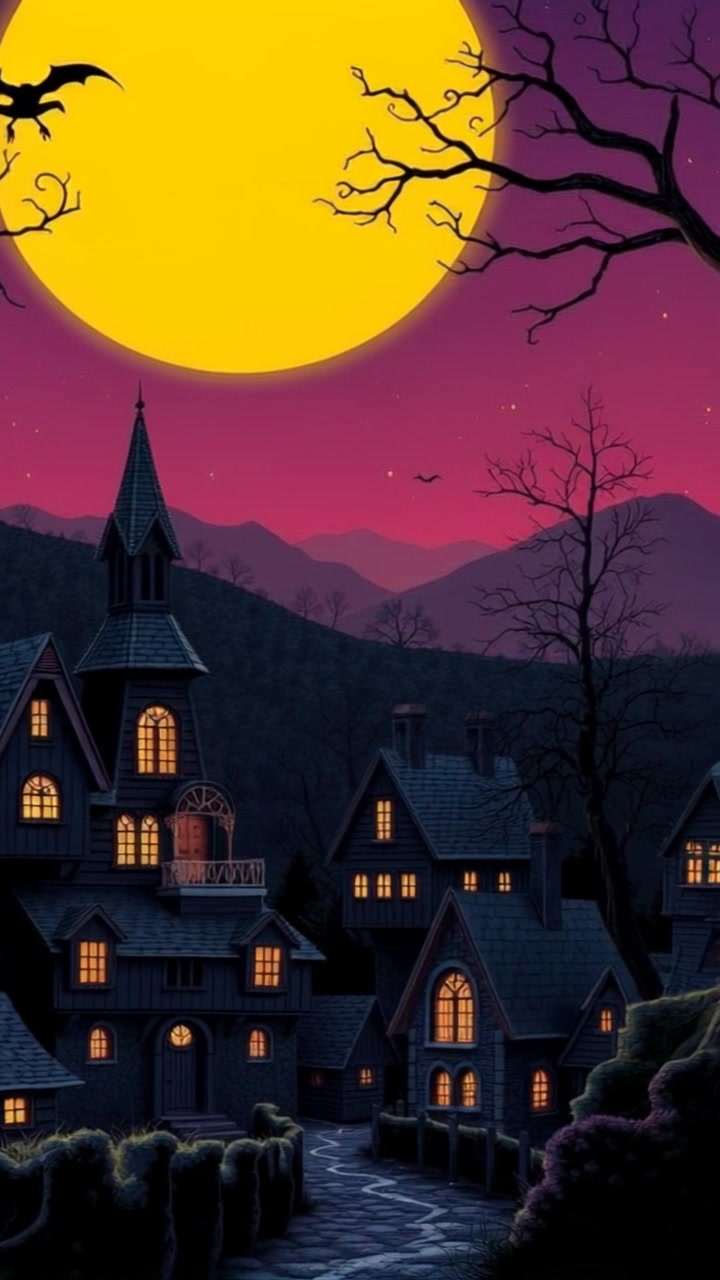 Scene: A quiet village in the countryside at night, with stars twinkling brightly in the clear sky above. Style: Ambient moonlight casting soft shadows, enhancing the tranquil atmosphere of the village. Motion: The camera slowly pans across the village, revealing quaint houses and winding paths, as distant sounds of crickets fill the air, creating a serene and peaceful nocturnal setting.