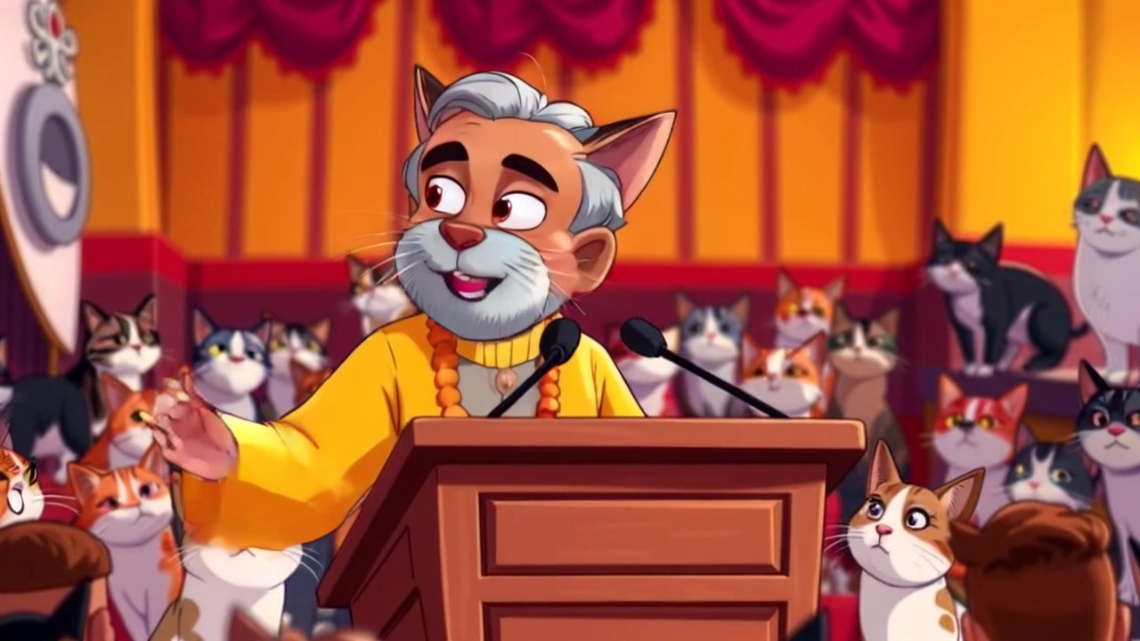 Subject: A speaker passionately delivering a speech at a podium. Subject movement: The speaker gestures animatedly while emphasizing key points. Scene: An engaged audience sitting in a well-lit auditorium, focused on the speaker at the front. Style: Bright stage lighting illuminating the speaker, creating a warm and inviting atmosphere. Motion: The camera starts with a close-up of the speaker, then smoothly pulls back to reveal the audience's attentive faces, creating a sense of connection between the speaker and the listeners.