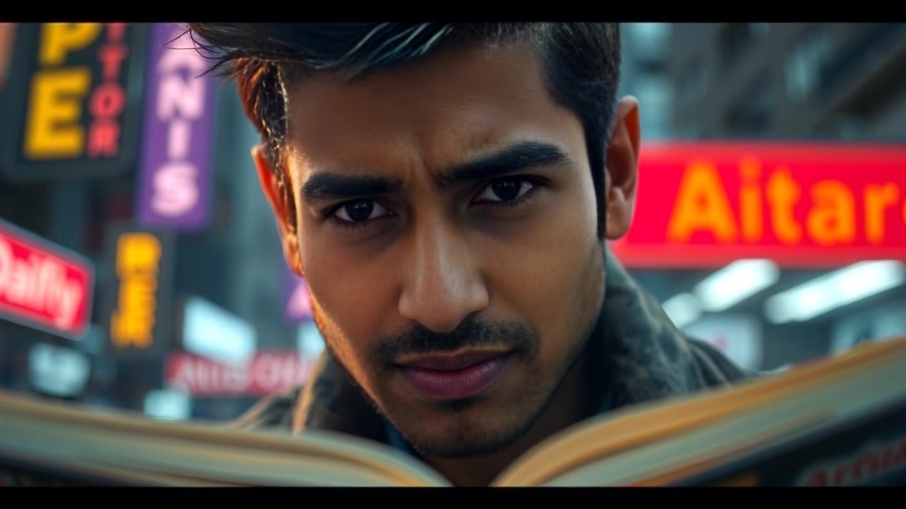 Subject: A focused individual deeply engrossed in a book, reflecting concentration. Scene: Close-up of a person sitting in a cozy reading nook, surrounded by bookshelves and warm, dim lighting. Motion: The camera slowly pushes in for a tighter focus on the person's intense gaze, while the ambient light flickers gently as a nearby candle flickers, creating a sense of tranquility.