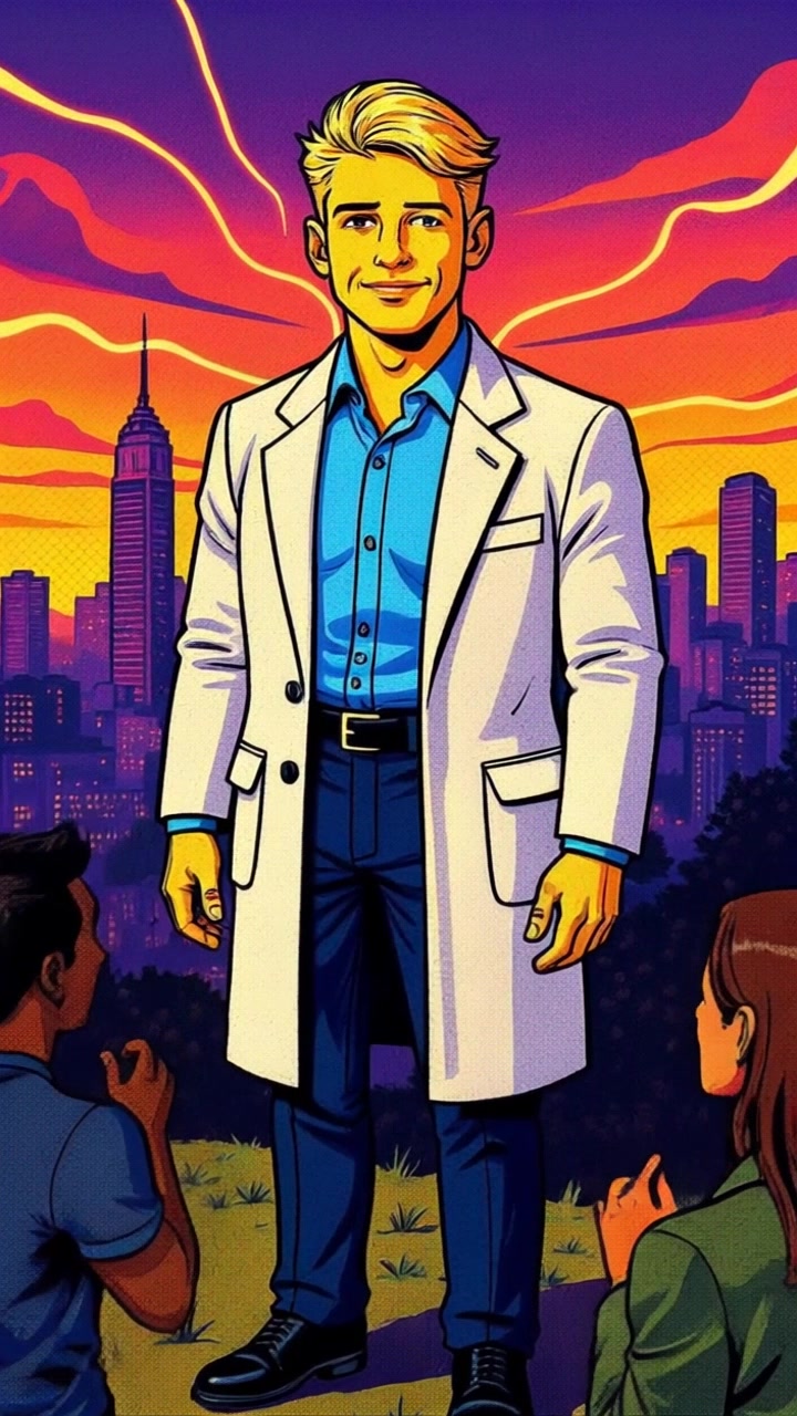Subject: A person standing on a hilltop. Subject movement: The person gazes contemplatively over the vast skyline of the city, their silhouette framed against the horizon. Scene: A panoramic view from a hilltop overlooking a vibrant city with a sprawling skyline bathed in evening light. Style: The scene is illuminated with the soft glow of sunset, casting a warm and inviting atmosphere. Motion: The camera begins with a wide shot of the hilltop, slowly dolly in to focus on the individual, capturing their reflection as they absorb the stunning vista.