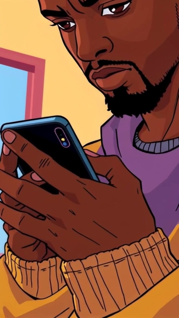Scene: A close-up of hands nervously typing a message on a smartphone, the fingers moving quickly across the screen. Style: Soft, diffused lighting focused on the hands, creating an intimate atmosphere. Motion: The camera gently pushes in to emphasize the rapid movement of the fingers, capturing the tension of the moment.