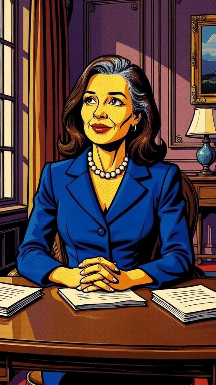 Scene: Asha seated at her desk, surrounded by scattered papers, her calm expression embodying focus and inquiry. Style: Soft, ambient lighting creates a warm and inviting atmosphere. Motion: The camera slowly pushes in for a close-up of Asha's face as she cradles a pen thoughtfully, highlighting the interplay of light on her features while the scattered papers gently flutter with a breeze.