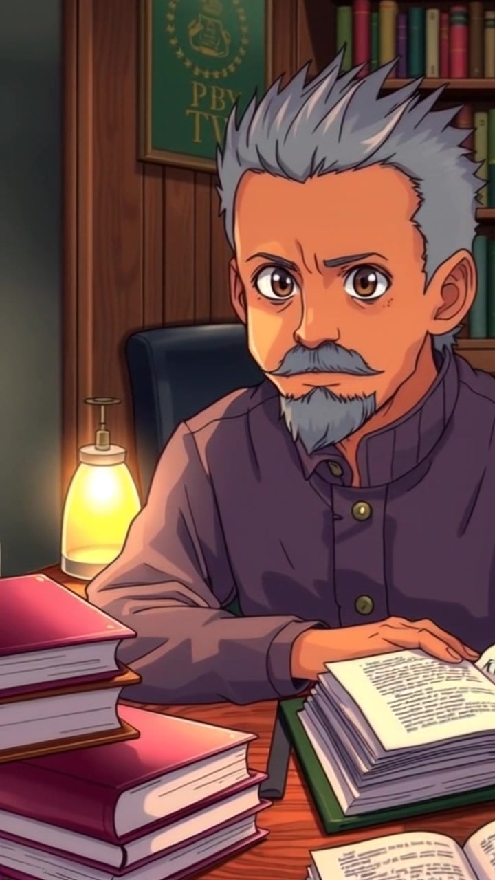 Scene: A cozy study with a wooden desk, surrounded by opened books and a softly glowing lamp, creating a warm atmosphere. Style: Soft, inviting lighting that enhances the tranquil mood of the room. Motion: The camera slowly pushes in on the desk, focusing on the details of the books, while subtle shadows dance around as the lamp flickers gently.