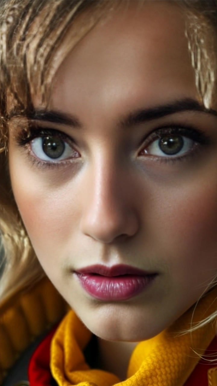 Subject: A young woman portraying deep sorrow and disbelief. Scene: A close-up shot of her face, capturing the intensity of her emotions in a softly lit room with subtle shadows. Style: Moody lighting that emphasizes the contours of her expression, creating an intimate atmosphere. Motion: The camera slowly pushes in on her face, allowing for an emotional connection as her expression subtly shifts, revealing layers of her emotional turmoil.