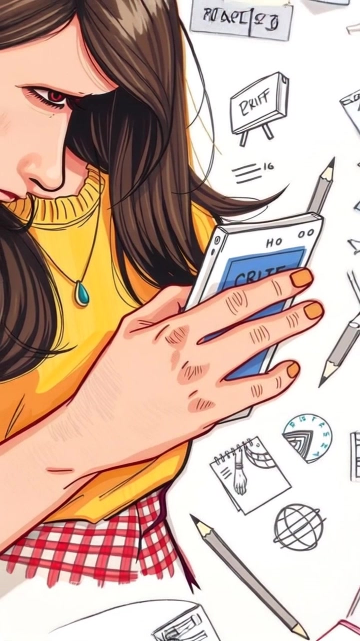 Scene: A close-up of a hand gripping a small notebook tightly, surrounded by scattered sketches and notes on a cluttered desk. Style: Soft, warm lighting creating an inviting atmosphere, emphasizing the textures of the paper and the details in the sketches. Motion: Camera gently zooms in on the hand and notebook, accentuating the grip and surrounding creativity, before pulling back to reveal the full chaotic scene.