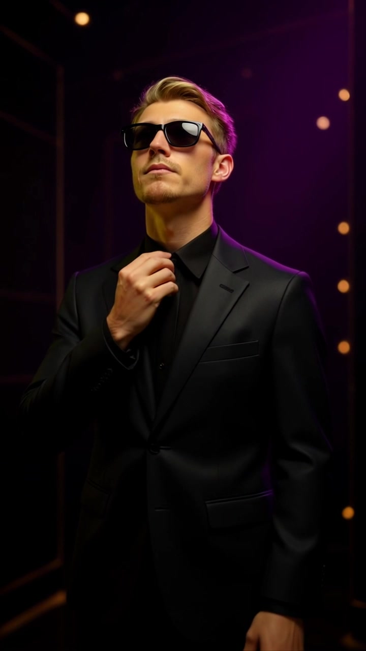 Scene: A middle-aged man standing still in a dimly lit room, the atmosphere thick with anticipation as emotions play across his face. Style: The lighting is low and moody, casting soft shadows that enhance the feeling of introspection and change. Motion: Slowly push in on the man’s face, capturing the intricacies of his expression, as the camera narrows in, revealing the depth of his contemplative moment.