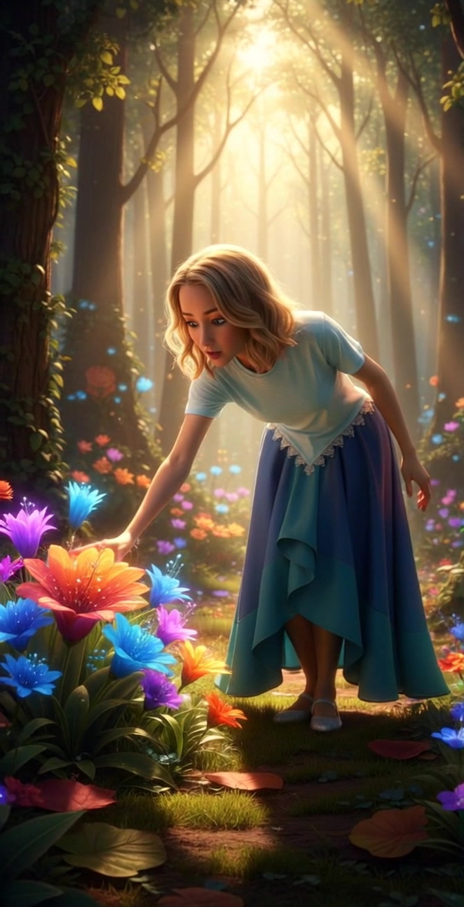 Adventures of a 3D Cartoon Girl in a Magical Forest