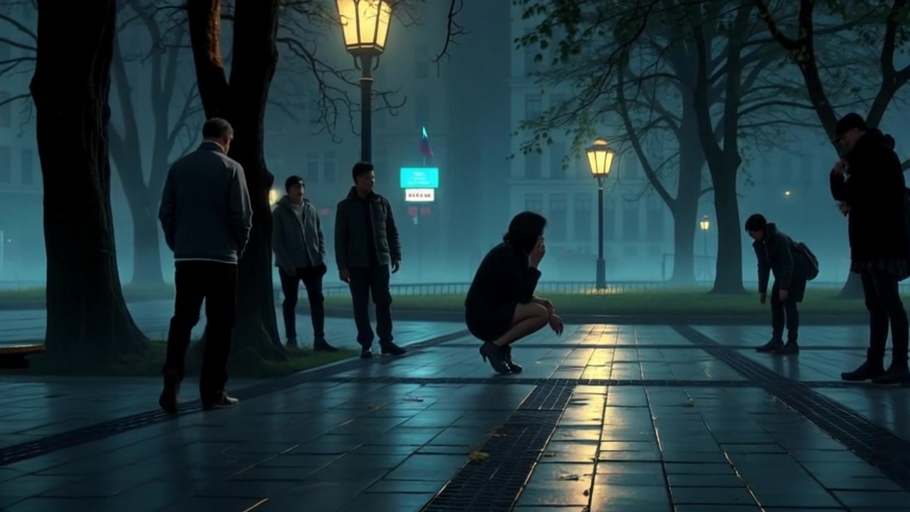 Scene: A tranquil park at dawn, with a serene atmosphere as most people are still asleep. Style: Soft morning light gently illuminating the lush greenery and the empty park benches, creating a peaceful ambiance. Motion: A slow dolly-in camera movement begins focused on Li sitting quietly on the bench, capturing the subtle movements of leaves swaying in the light breeze, as the world slowly wakes around them.