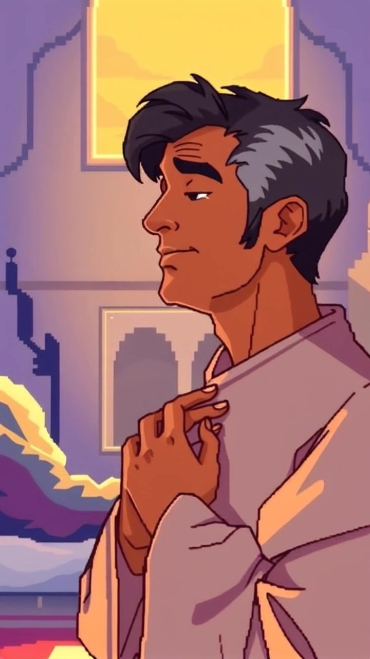 Abraham pausing in prayer, his hands clasped and eyes closed, sensing God's presence.
