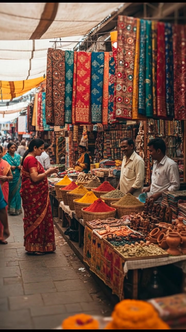 Indian Girl Walking in Store Background