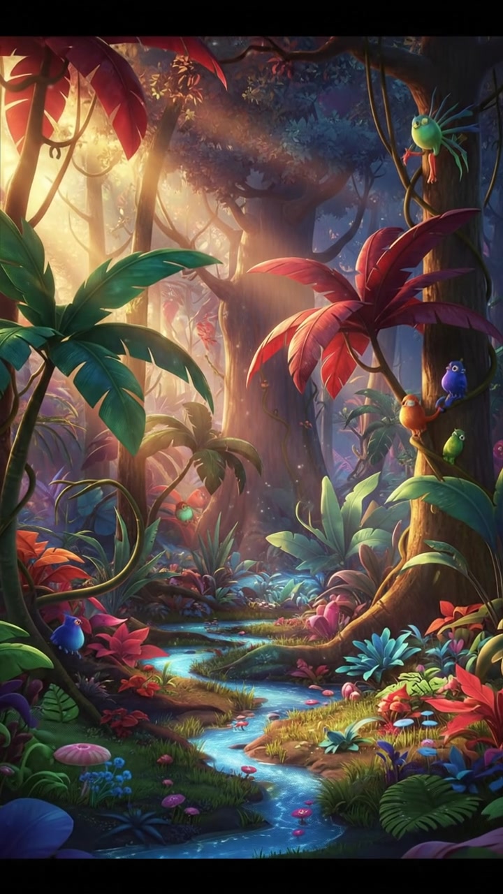 Monkey and Dogs Play Among the Trees