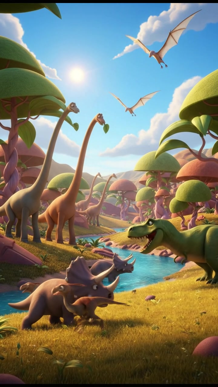 Cartoon of Dinosaurs from 5000 Years Ago