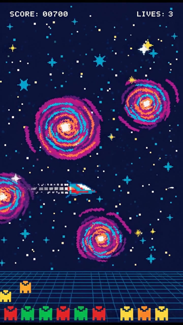 A vast expanse of outer space filled with bright stars and swirling galaxies.