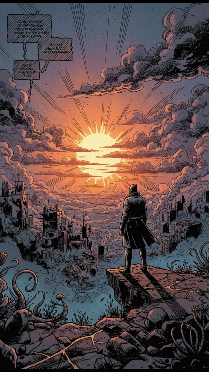 A bright sunrise over a calm landscape symbolizing a new beginning.