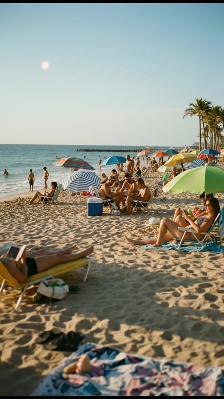 Beachgoers Enjoy the Summer Heat