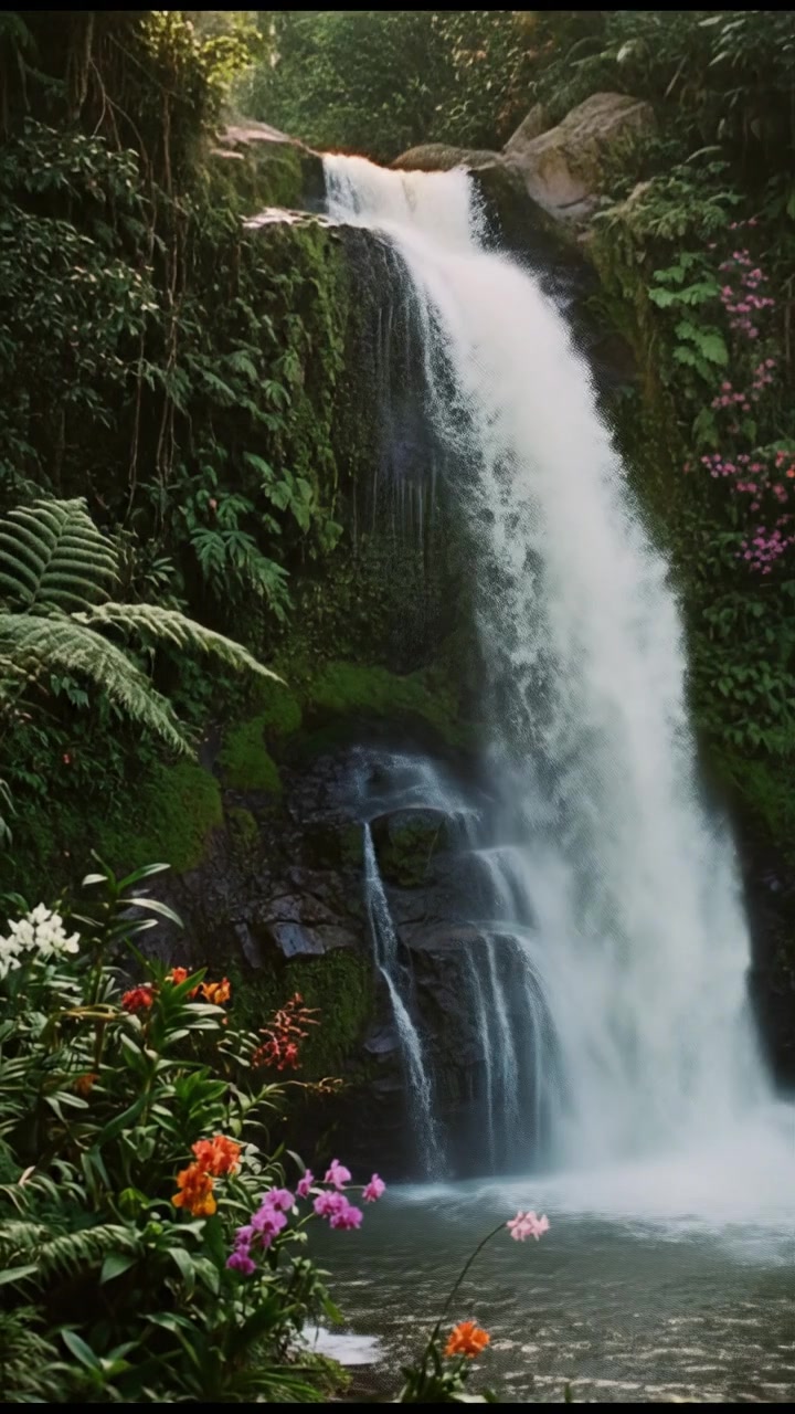 Cascade of Serenity: A Mesmerizing Waterfall in Slow Motion