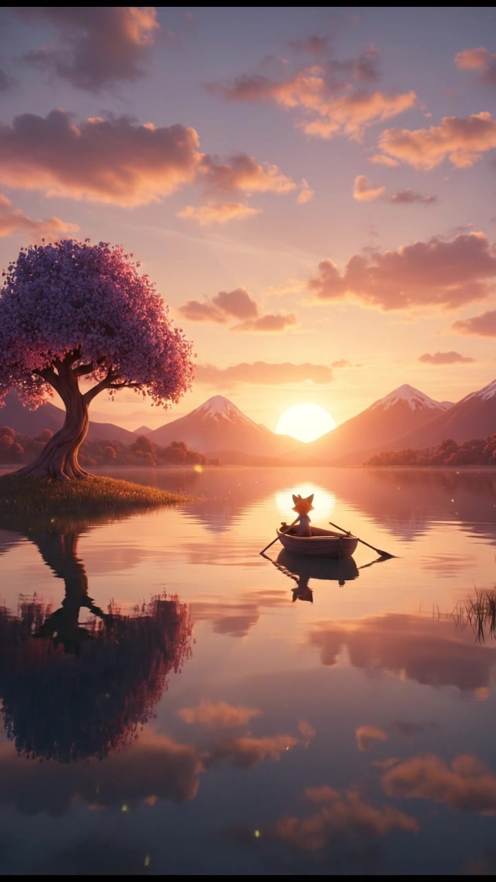 Shrikrishna's Serene Journey by the Riverside at Sunset