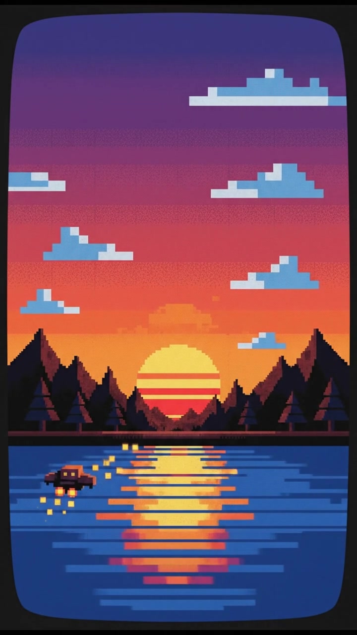 A sunset over a serene landscape with soft light reflecting on the horizon.