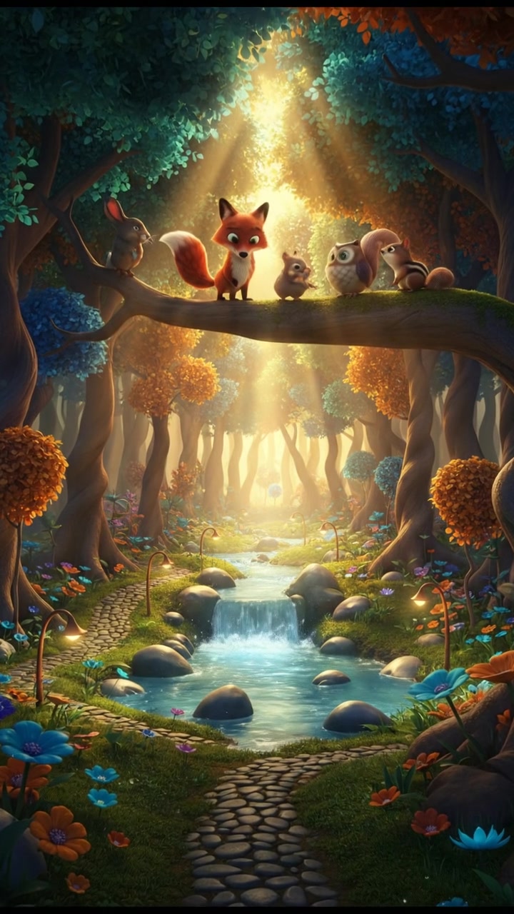 A Joyful Day in the Forest: Tortoise and Fawn Friendship