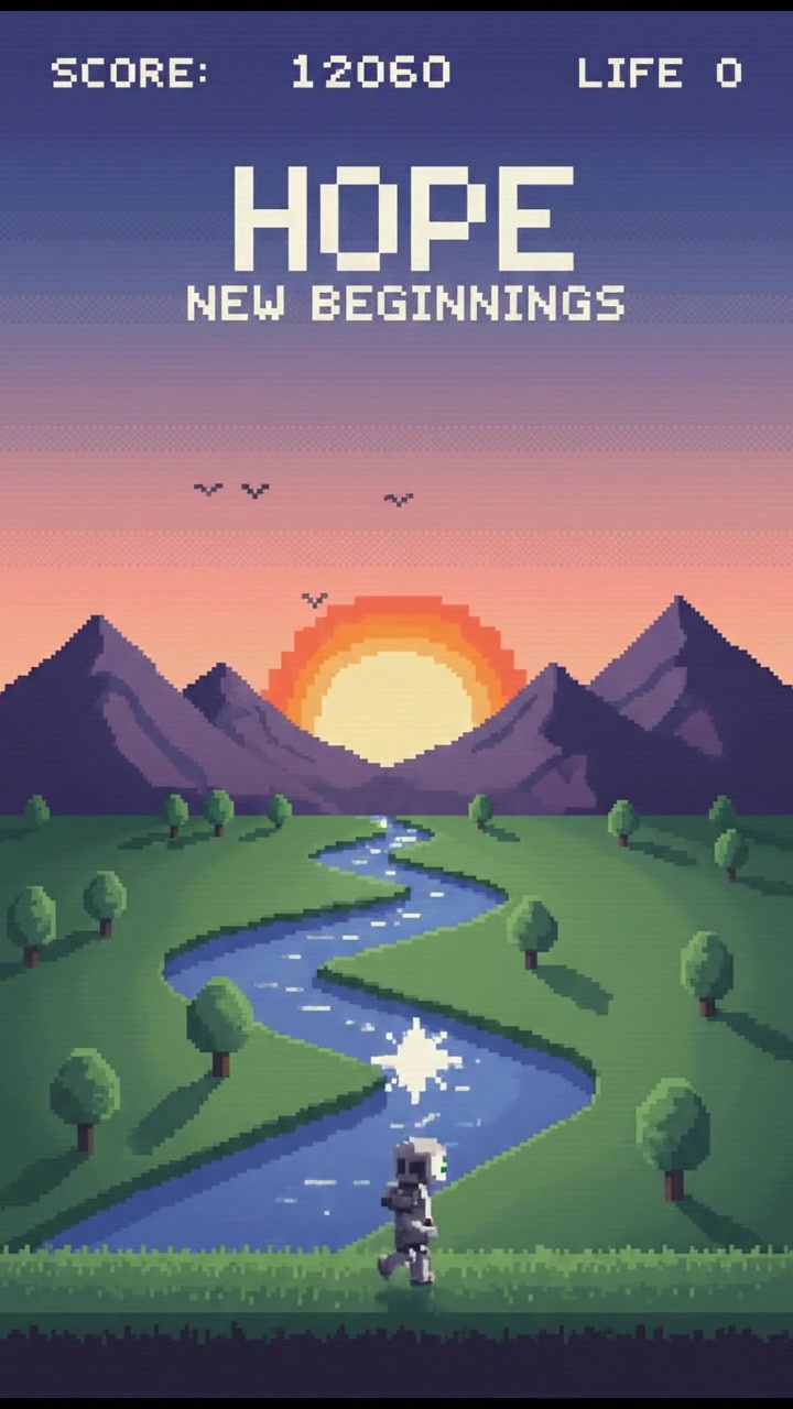 A sunrise over a peaceful landscape, symbolizing hope and new beginnings.