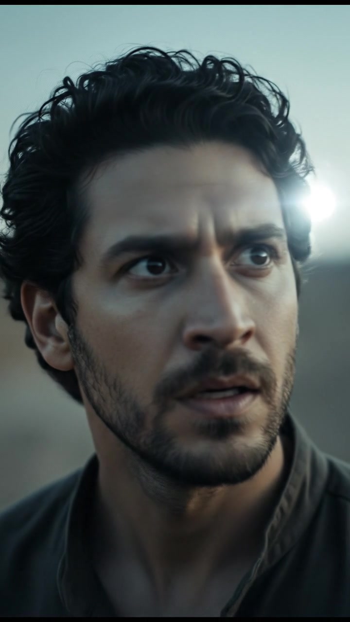 A close-up of Zaheer's face, looking alert as he senses a change in the air.