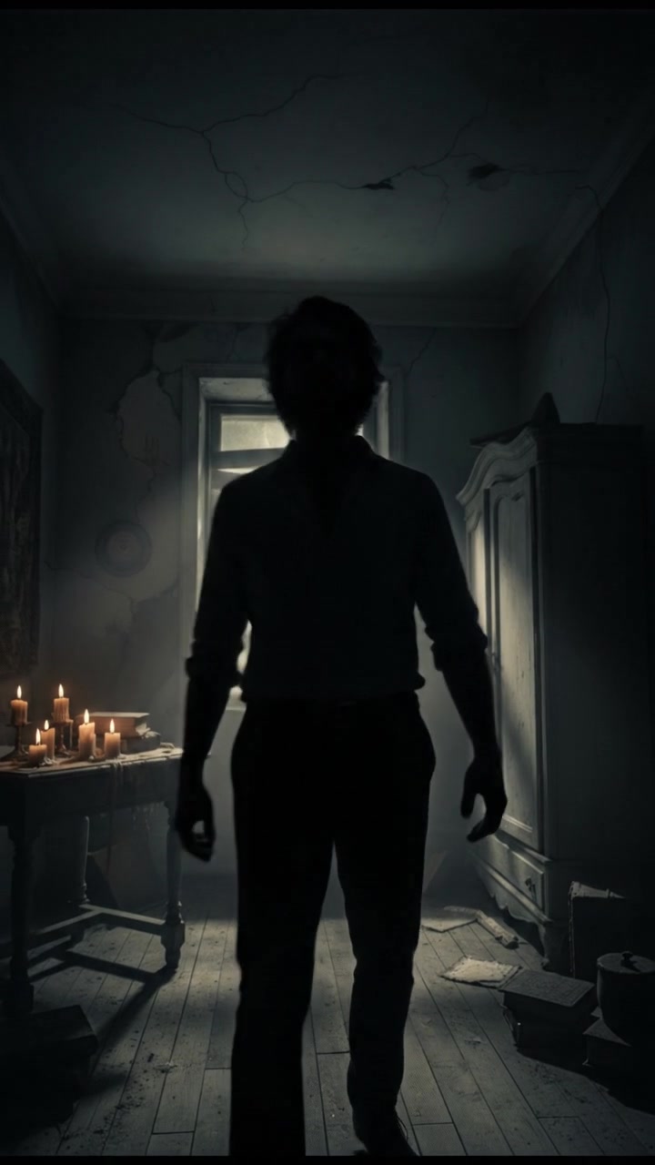 Ravi, looking tense, stands in the dim light of the room, his eyes wide as he calls out.