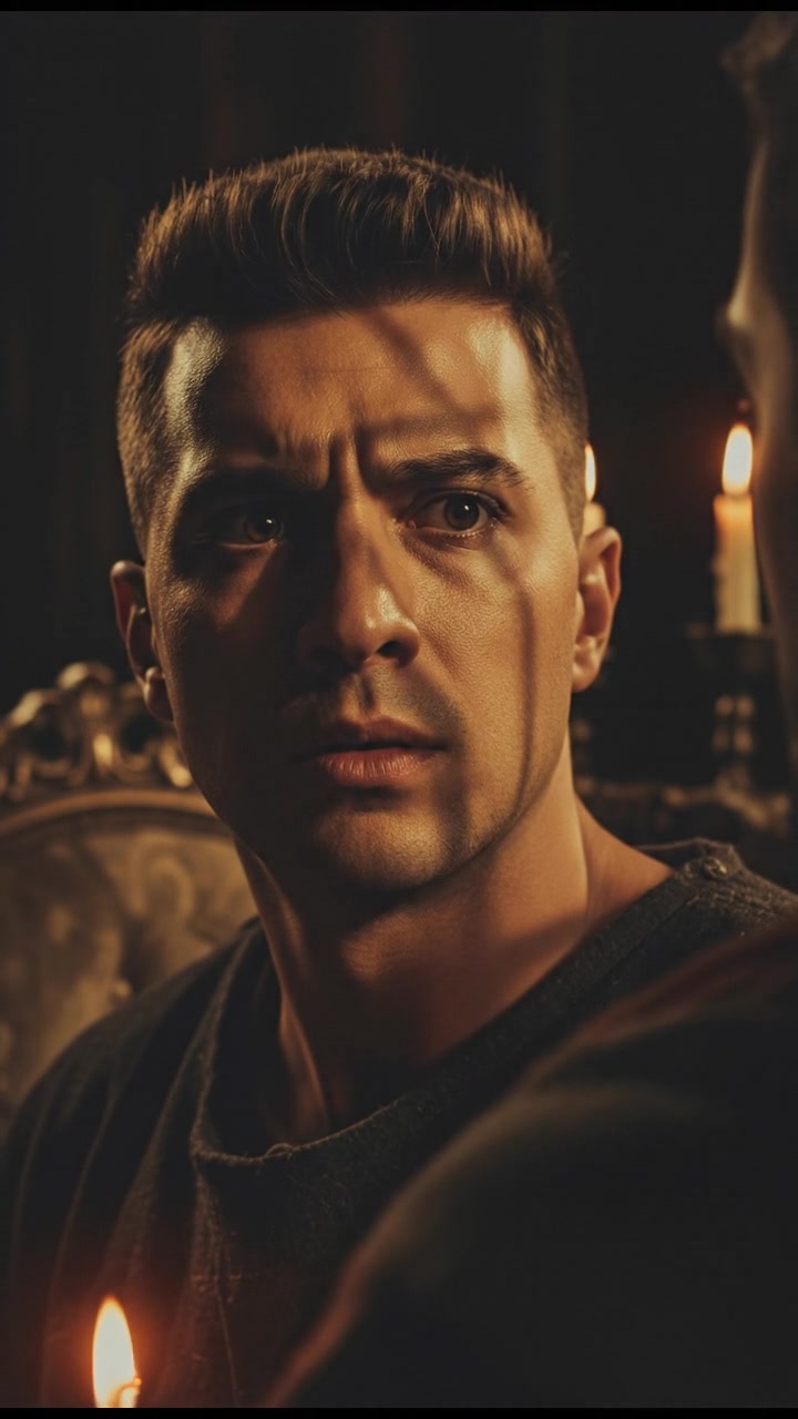 A close-up shot of يوسف's face, showing surprise and contemplation at his friend's question.