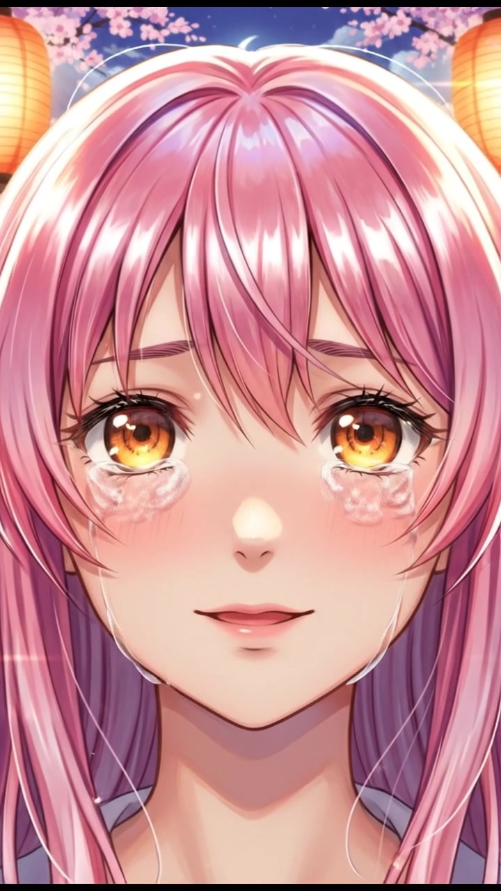 Close-up of Aika's face, tears in her eyes, expressing warmth and sadness.