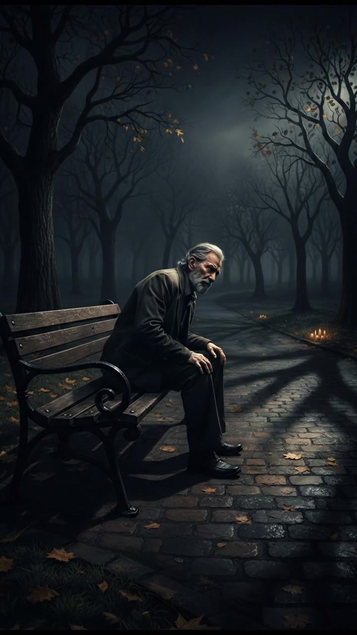 Old Man Varma sits thoughtfully on a park bench, a look of concern on his face as he gazes into the distance.