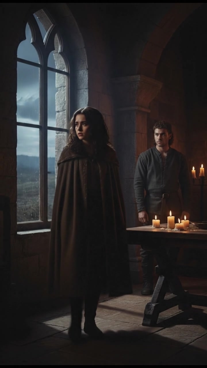 A thoughtful Riko stands by a window, looking out with a concerned expression.