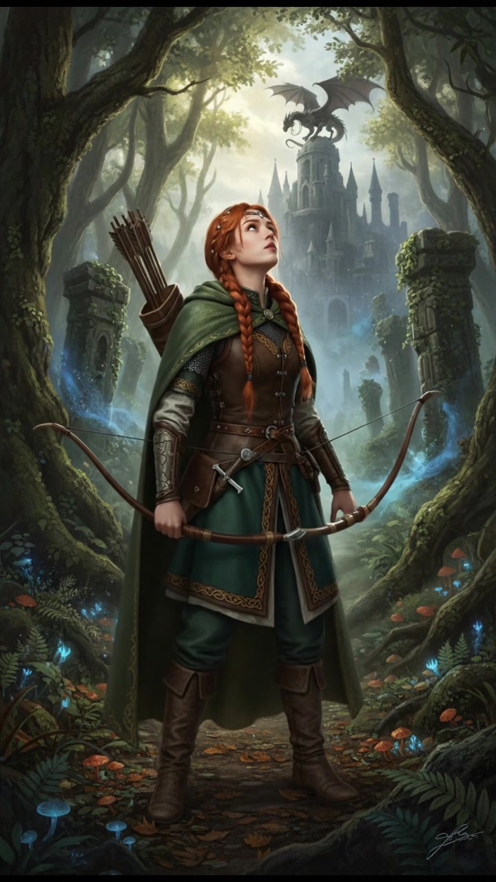 Lila stands in a dense part of the forest, looking around with a curious expression.