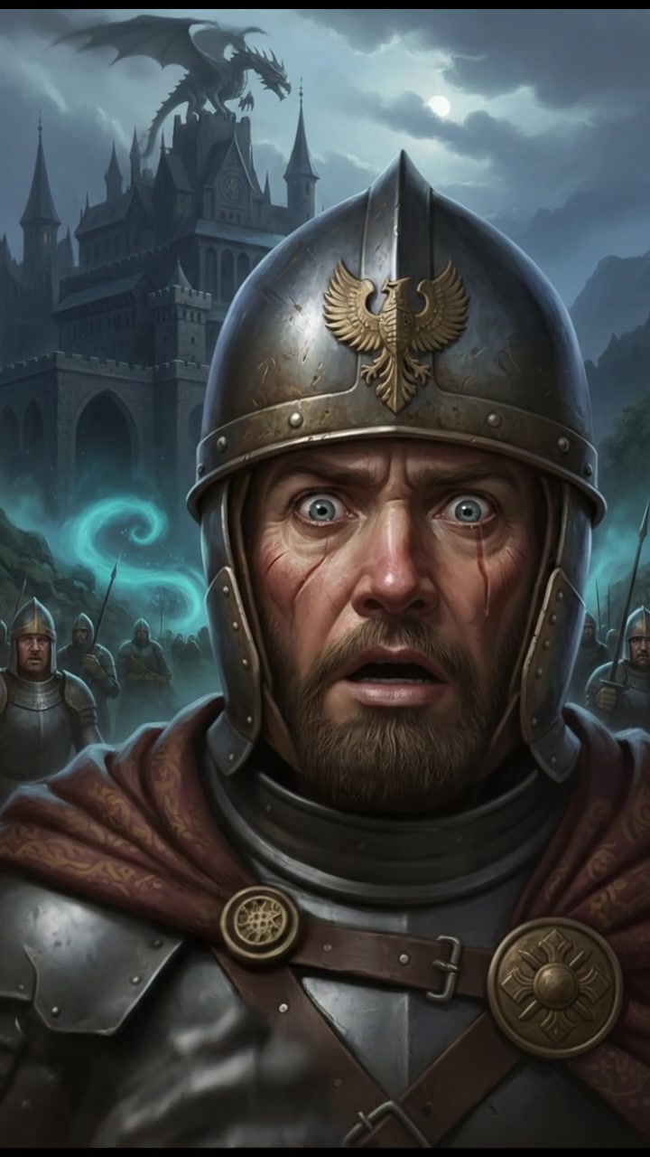 A close-up of Henry Tandey's shocked expression as he realizes the connection.