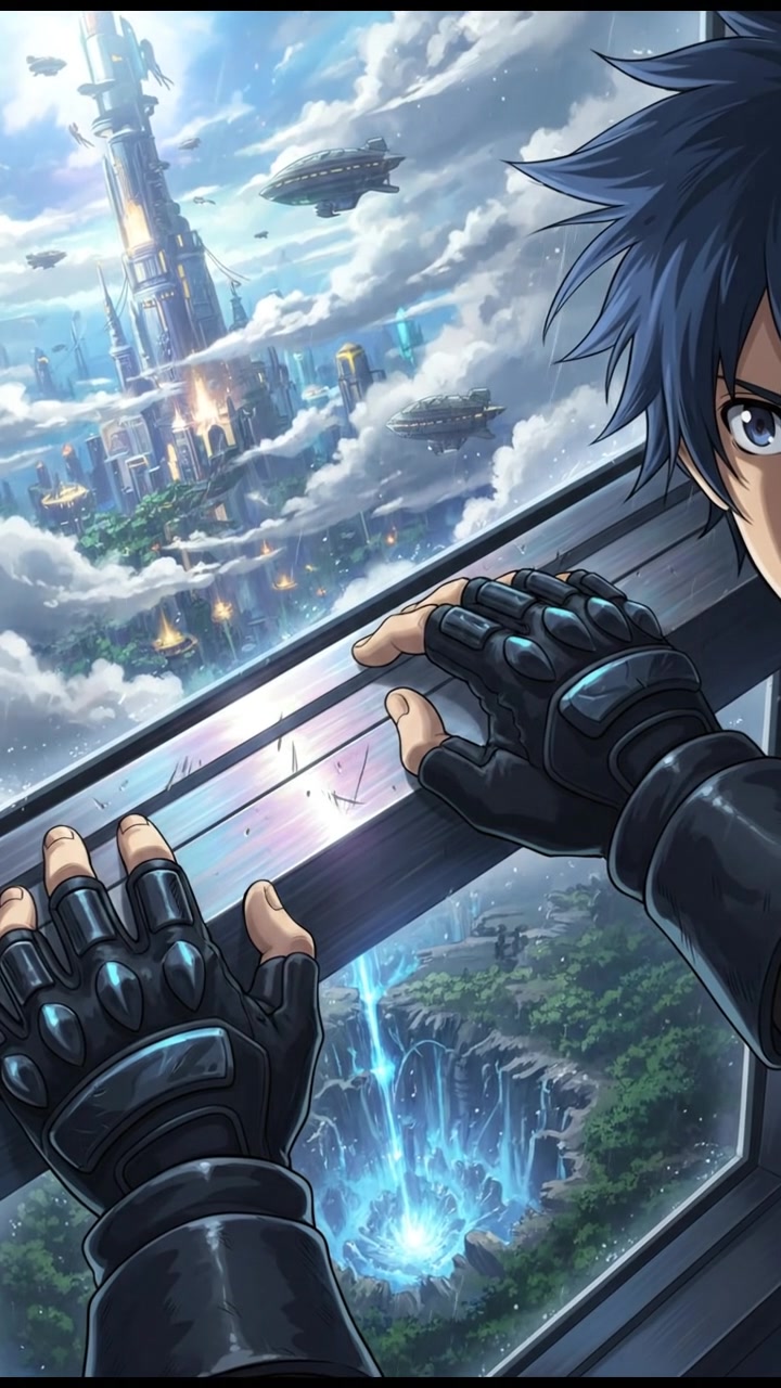 Close-up of Eli Melman's gloved hands gripping the edge of the titanium window ledge.