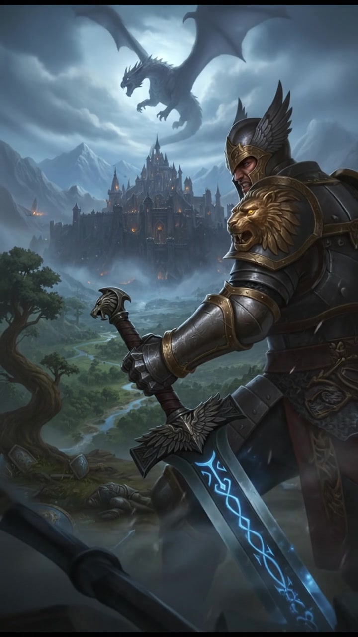 A close-up of Tigreal’s hand gripping a sword tightly, with determination in his expression.