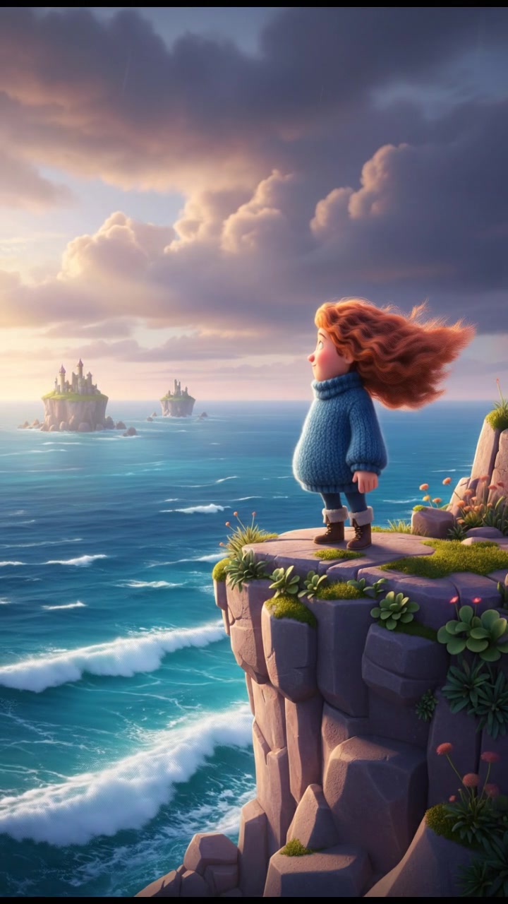 You standing on a cliff edge, looking out at the vast ocean under a cloudy sky.