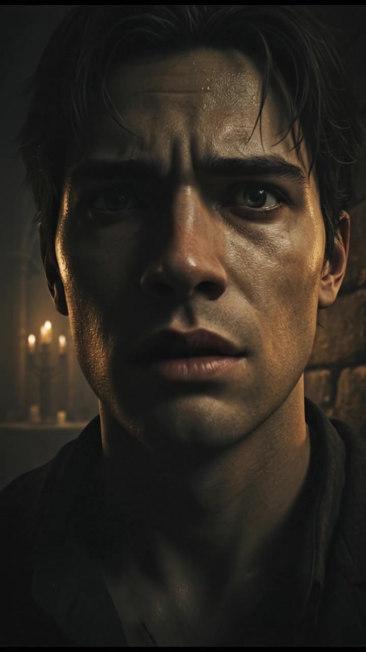 A close-up of You's face reveals his wavering expression of fear and uncertainty.