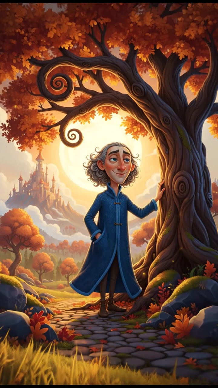 The Solemn Individual standing alone under a tree, looking contemplative with a serene expression.