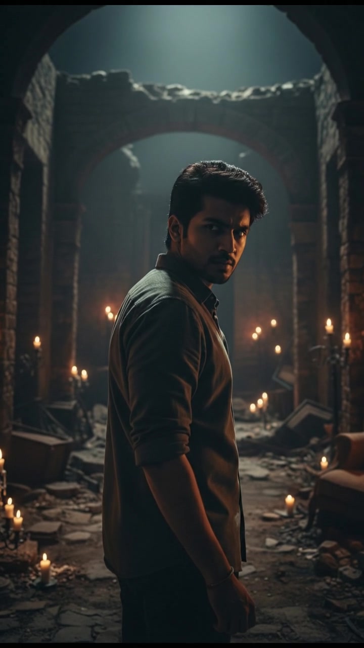 Rahul looking back over his shoulder, observing the empty surroundings behind him.