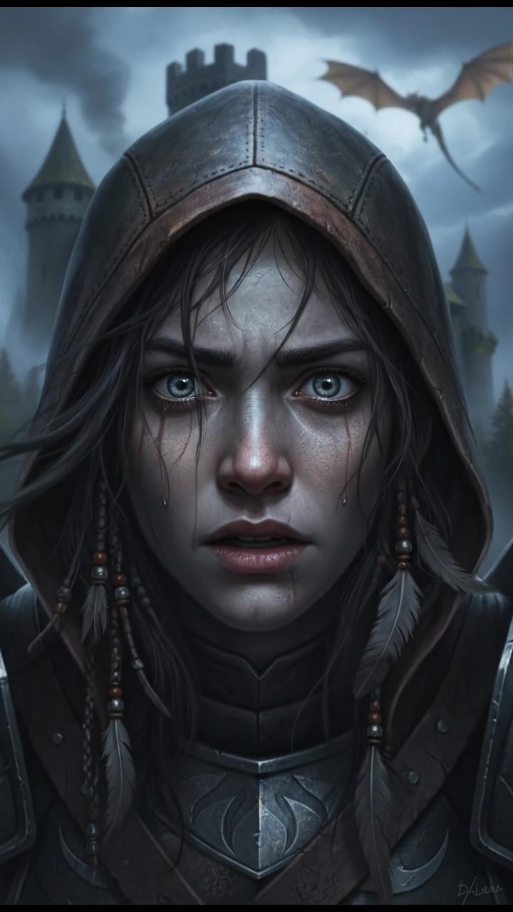 A close-up of Riko's face, showing a mix of fear and determination.