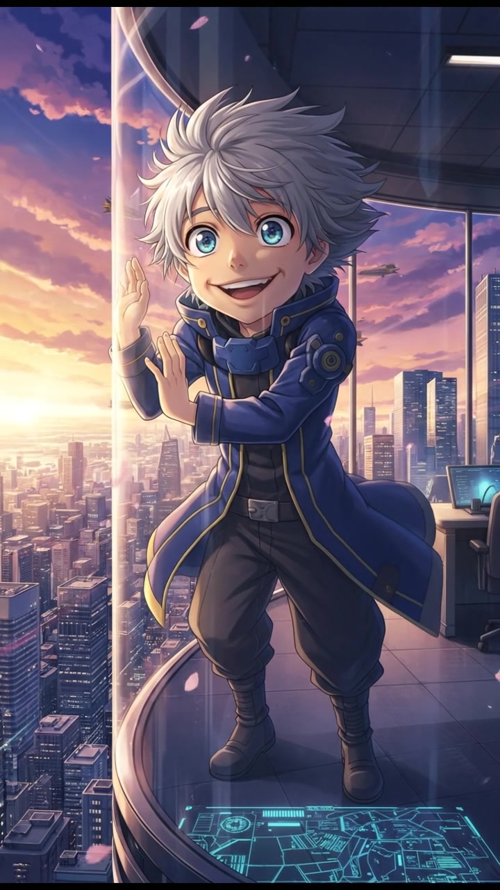 Eli Melman pressing his body against the glass of a skyscraper, looking out.