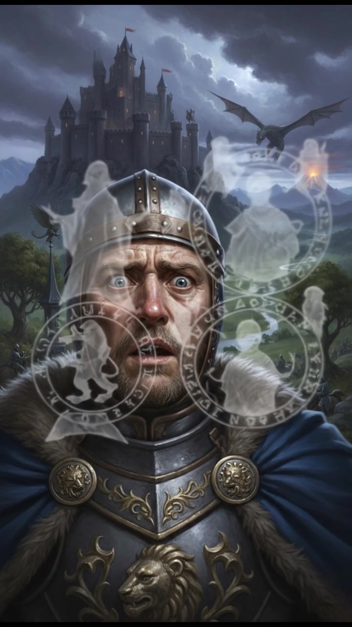 A close-up of Henry Tandey's shocked expression as he realizes the connection.