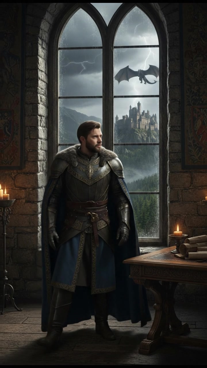 Your Partner stands by a window, looking out thoughtfully, with a hint of concern on his face.