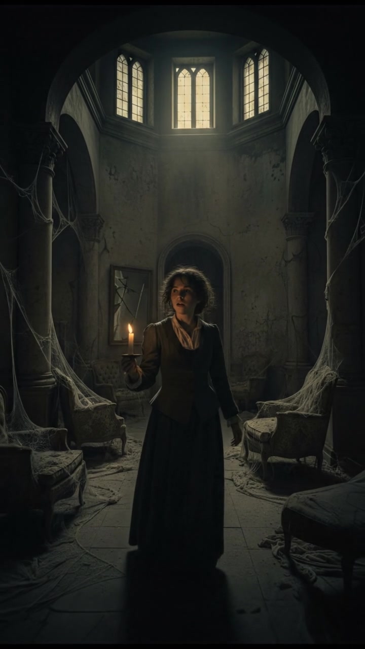 You inside a dusty room, looking around with a surprised expression.