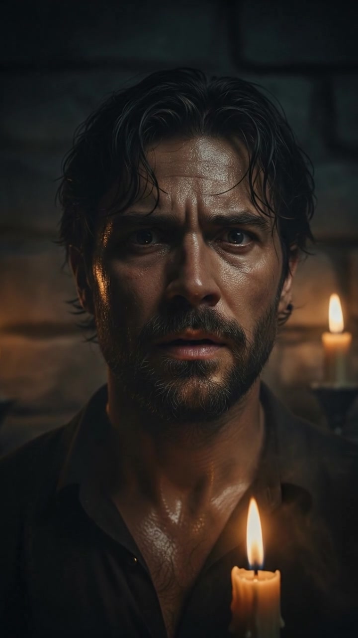 A close-up of You, his expression filled with fear and doubt as he listens.