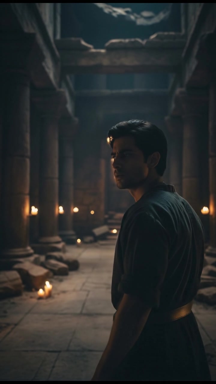 Rahul looking back over his shoulder, observing the empty surroundings behind him.