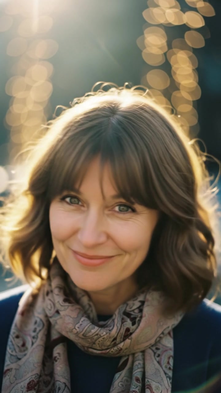 A close-up of Susan's smiling face with a hint of mischief in her eyes.