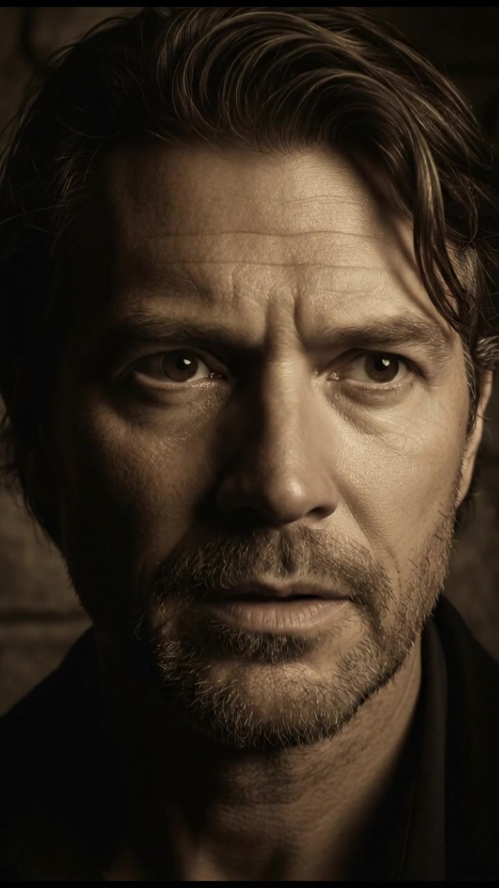 A close up of Mark's expression, revealing a flicker of unease.