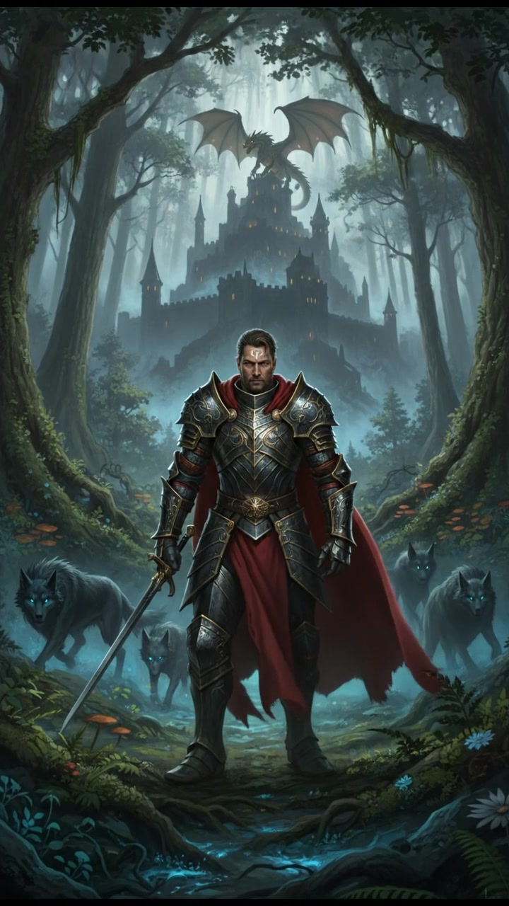 Deni stands in a dense forest, surrounded by tall trees and lush greenery.