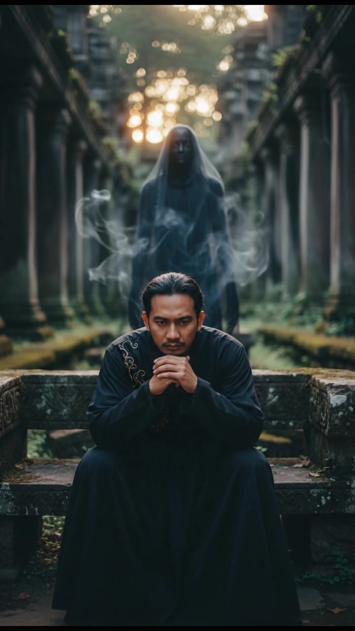 Bima in a thoughtful pose, with a shadowy figure faintly visible behind him.